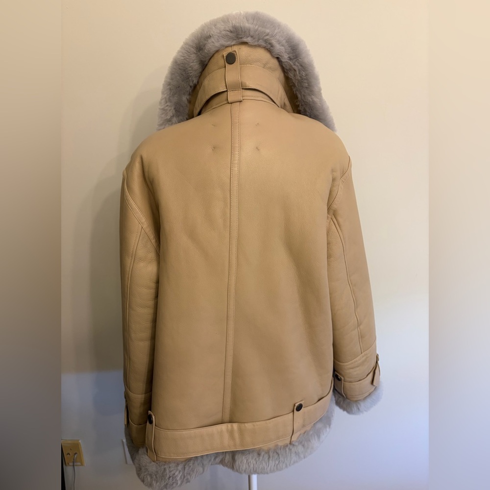 NWT **The Arrivals** Moya Tan Shearling/Leather Jacket - Picture 5 of 16